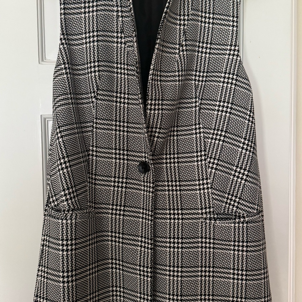 Long Plaid Vest Blazer